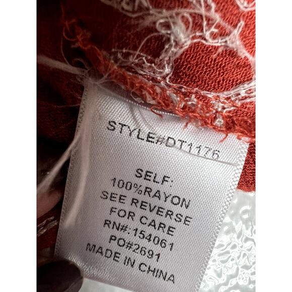 Blushing Heart, rust open shoulder, bell sleeve halter top, women's size M - Picture 7 of 8